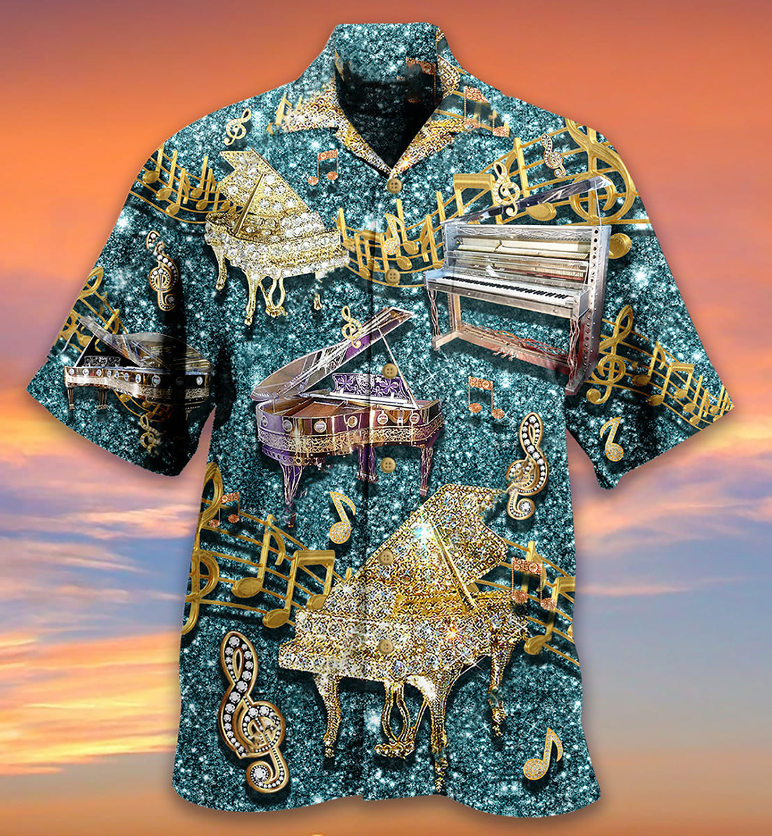 Piano Music Love Diamond Cool - Hawaiian Shirt - Owls Matrix LTD