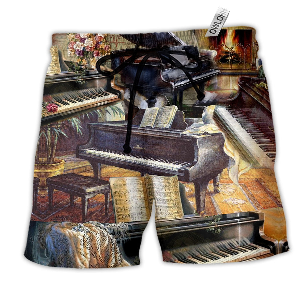 Beach Short / Adults / S Music Once A Pianist Always A Pianist - Beach Short - Owls Matrix LTD