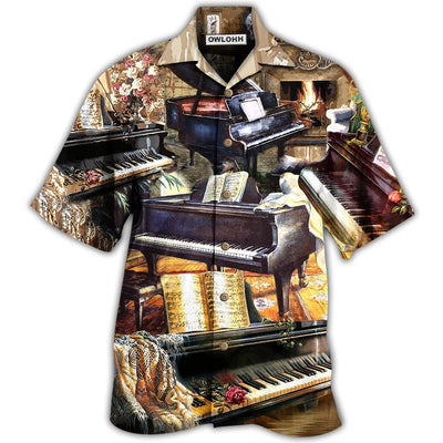 Hawaiian Shirt / Adults / S Piano Music Once A Pianist Always A Pianist - Hawaiian Shirt - Owls Matrix LTD