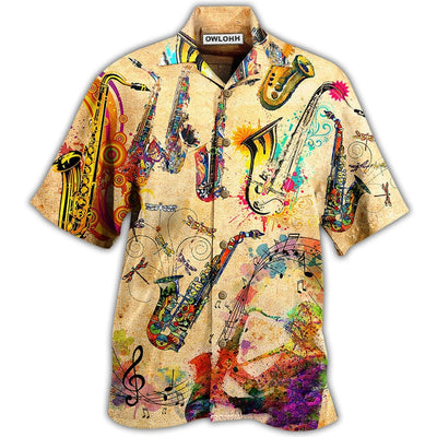 Hawaiian Shirt / Adults / S Saxophone Music Saxophone Is My Life - Hawaiian Shirt - Owls Matrix LTD