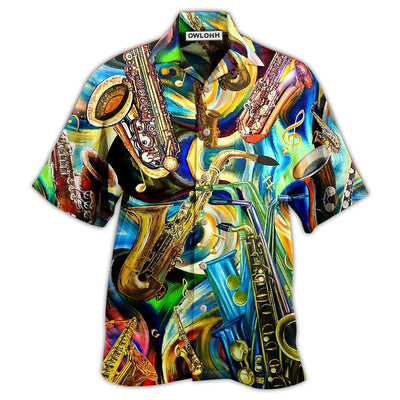 Hawaiian Shirt / Adults / S Saxophone Music Saxophone Is My Second Language - Hawaiian Shirt - Owls Matrix LTD