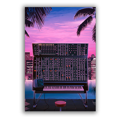 12x18 Inch Music Tropical Synthesizer Purple - Vertical Poster - Owls Matrix LTD