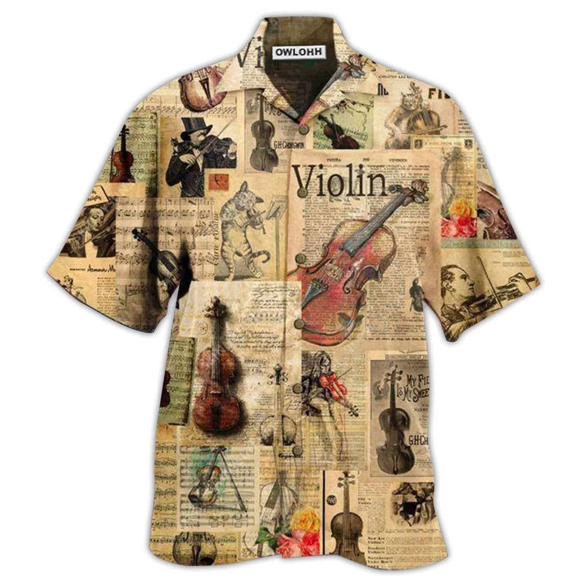 Hawaiian Shirt / Adults / S Violin Love Life Style Vintage Style - Hawaiian Shirt - Owls Matrix LTD