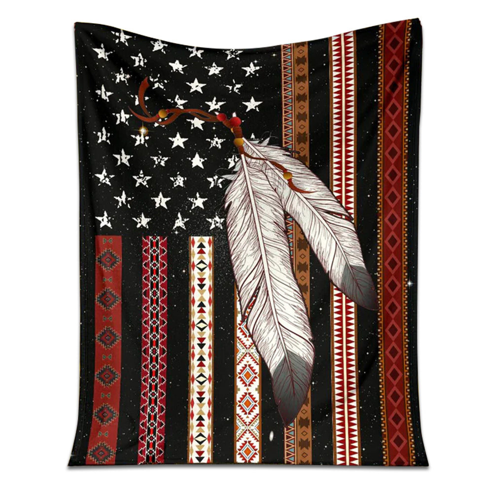 50" x 60" Native Ameican Flag American Indian So Cool - Flannel Blanket - Owls Matrix LTD