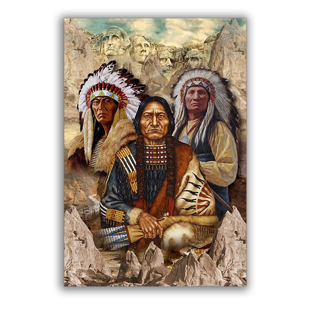 12x18 Inch Native American Indigenous Man - Vertical Poster - Owls Matrix LTD