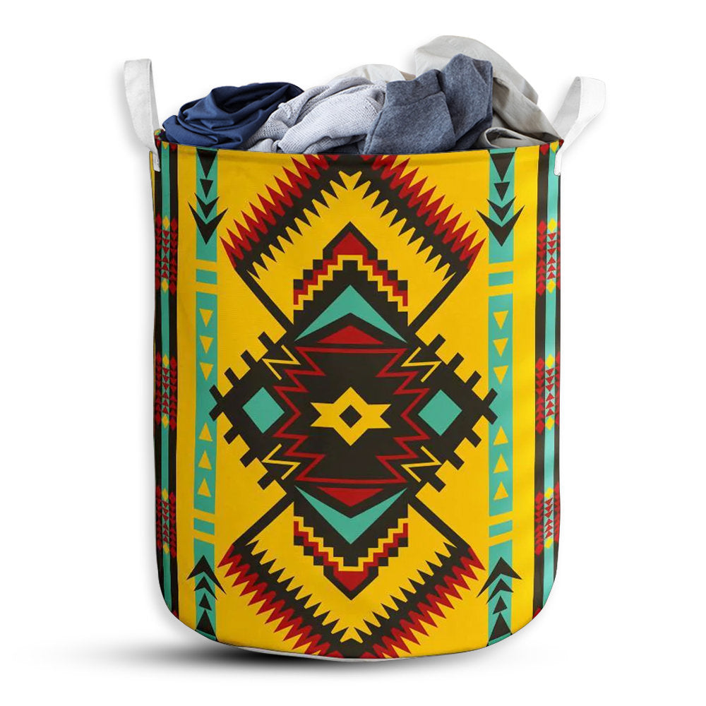 S: 17.72”x13.78” (45x35 cm) Native Americans Legend Life Yellow Style – Laundry Basket - Owls Matrix LTD