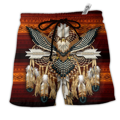 Beach Short / Adults / S Native Eagle Love Peace - Beach Short - Owls Matrix LTD