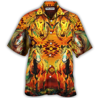 Hawaiian Shirt / Adults / S Native Horse Love Peace Life Sunset Pattern - Hawaiian Shirt - Owls Matrix LTD