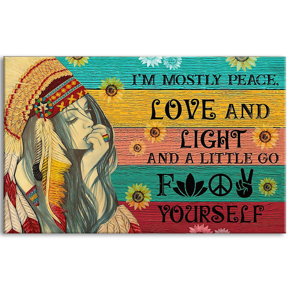 12x18 Inch Native Love And Light - Horizontal Poster - Owls Matrix LTD