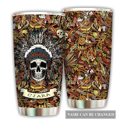 20OZ Native Skull Cool Pattern Personalized - Tumbler - Owls Matrix LTD