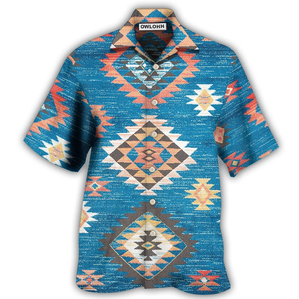 Hawaiian Shirt / Adults / S Native Style Love Peace Blue Pattern - Hawaiian Shirt - Owls Matrix LTD
