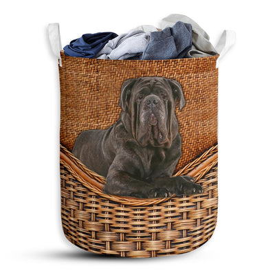Dog Neapolitan Mastiff Dog Rattan Teaxture - Laundry Basket - Owls Matrix LTD