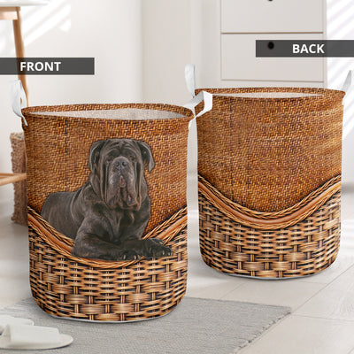 Dog Neapolitan Mastiff Dog Rattan Teaxture - Laundry Basket - Owls Matrix LTD