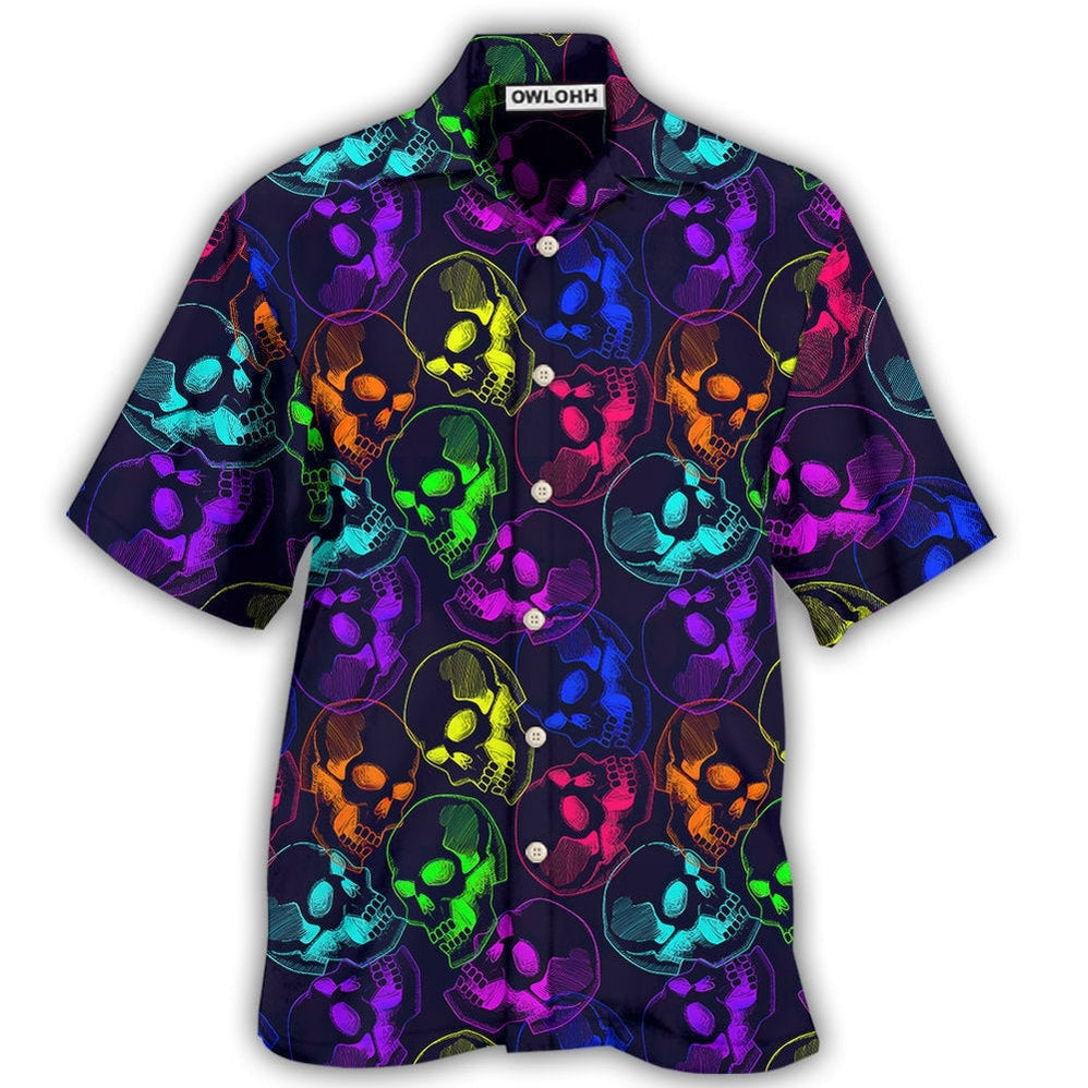 Hawaiian Shirt / Adults / S Skull Neon Big Cool - Hawaiian Shirt - Owls Matrix LTD