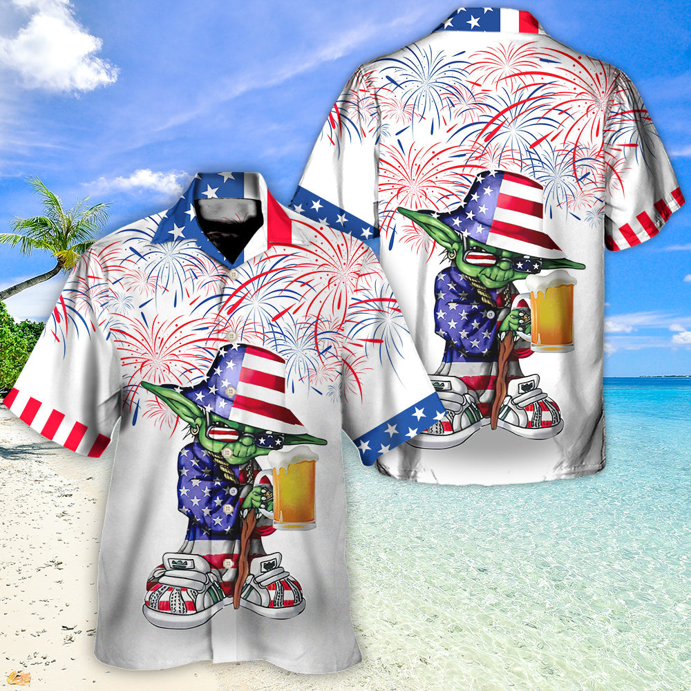 Independence Day SW Yoda With Beer -Hawaiian Shirt - Owl Ohh-Owl Ohh