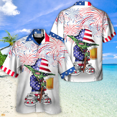 Independence Day SW Yoda With Beer -Hawaiian Shirt - Owl Ohh-Owl Ohh