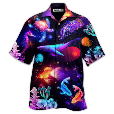 Hawaiian Shirt / Adults / S Ocean Love Fish Turtle - Hawaiian Shirt - Owls Matrix LTD