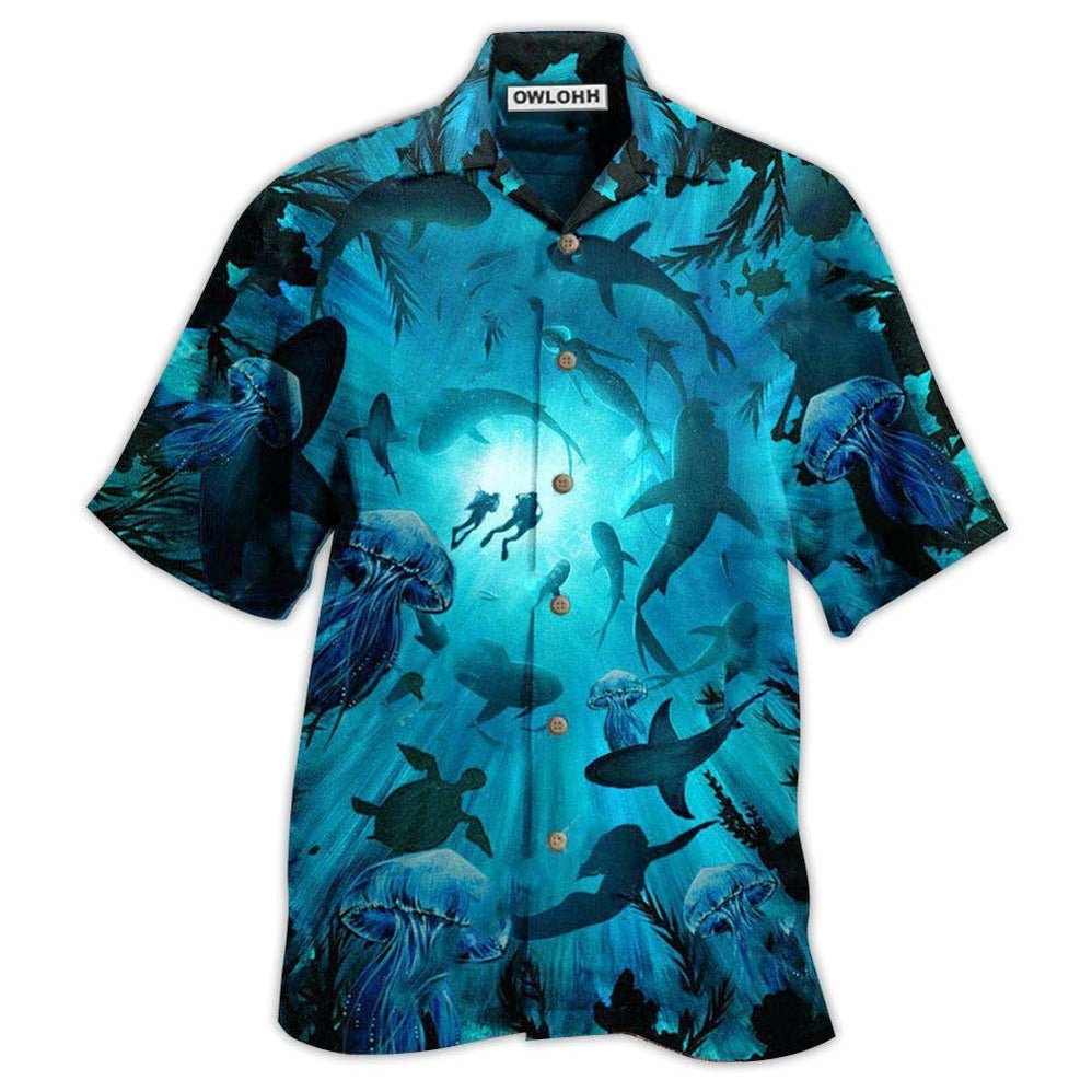 Hawaiian Shirt / Adults / S Diving Ocean Marine Biology Into The Sea - Hawaiian Shirt - Owls Matrix LTD
