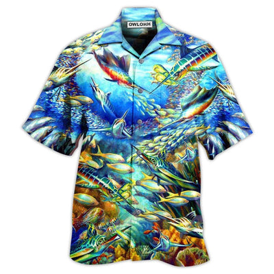 Hawaiian Shirt / Adults / S Ocean Marine Biology Swordfish - Hawaiian Shirt - Owls Matrix LTD