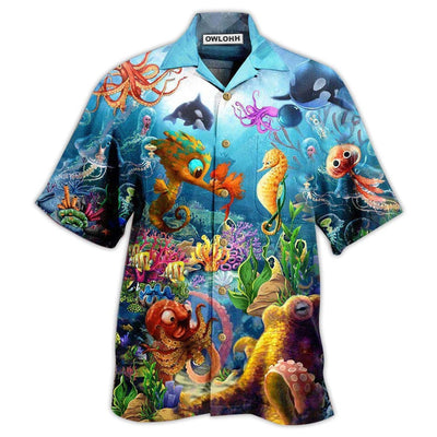 Hawaiian Shirt / Adults / S Ocean Marine Is Fun - Hawaiian Shirt - Owls Matrix LTD