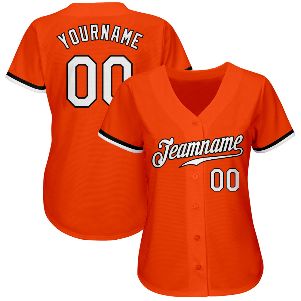 Custom Orange White-Black Authentic Baseball Jersey - Owls Matrix LTD