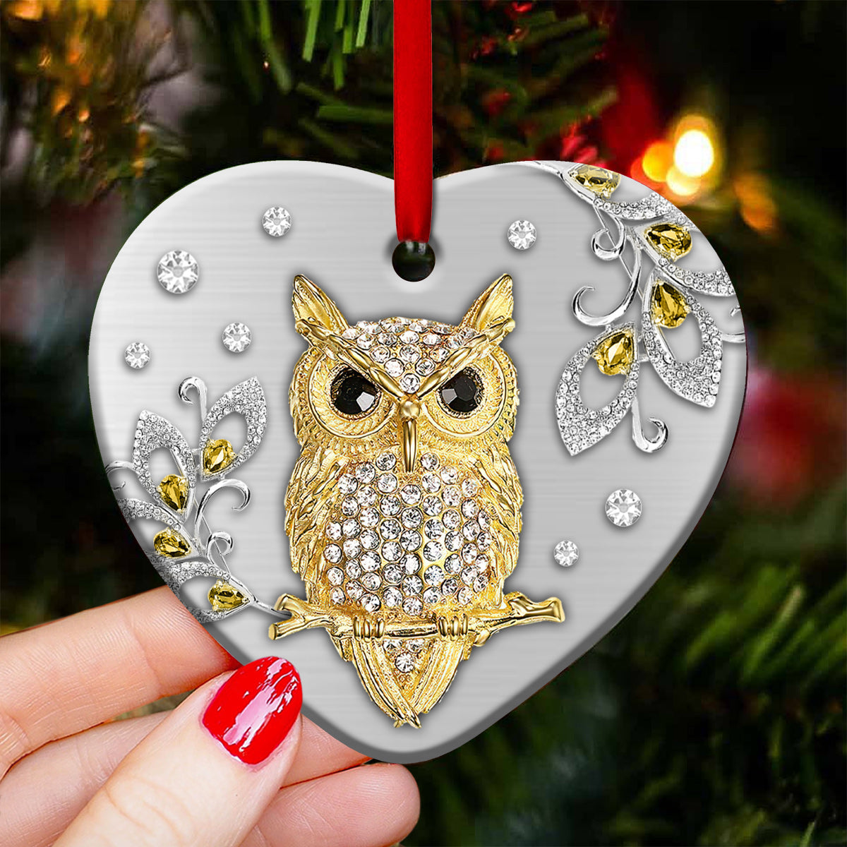 Owl Advice Be Observant - Heart Ornament - Owls Matrix LTD