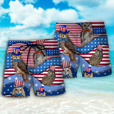 Owl USA Flag Independence Day - Beach Short - Owls Matrix LTD