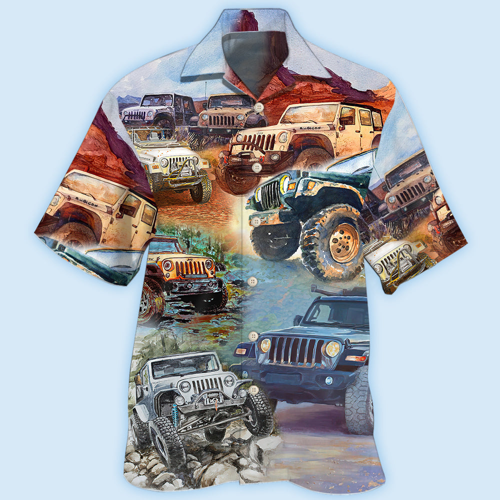 Jeep Painting Classic Jeep Vintage - Hawaiian shirt - Owls Matrix LTD