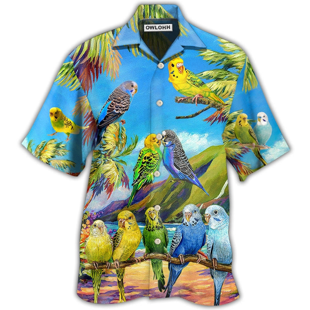 Hawaiian Shirt / Adults / S Parrot Budgie Parrot Beautiful Landscape - Hawaiian Shirt - Owls Matrix LTD