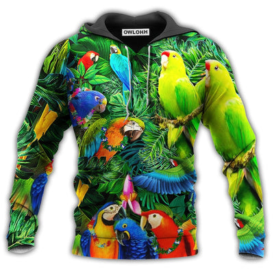 Unisex Hoodie / S Parrot Couple Love Happiness Cool Green Style - Hoodie - Owls Matrix LTD