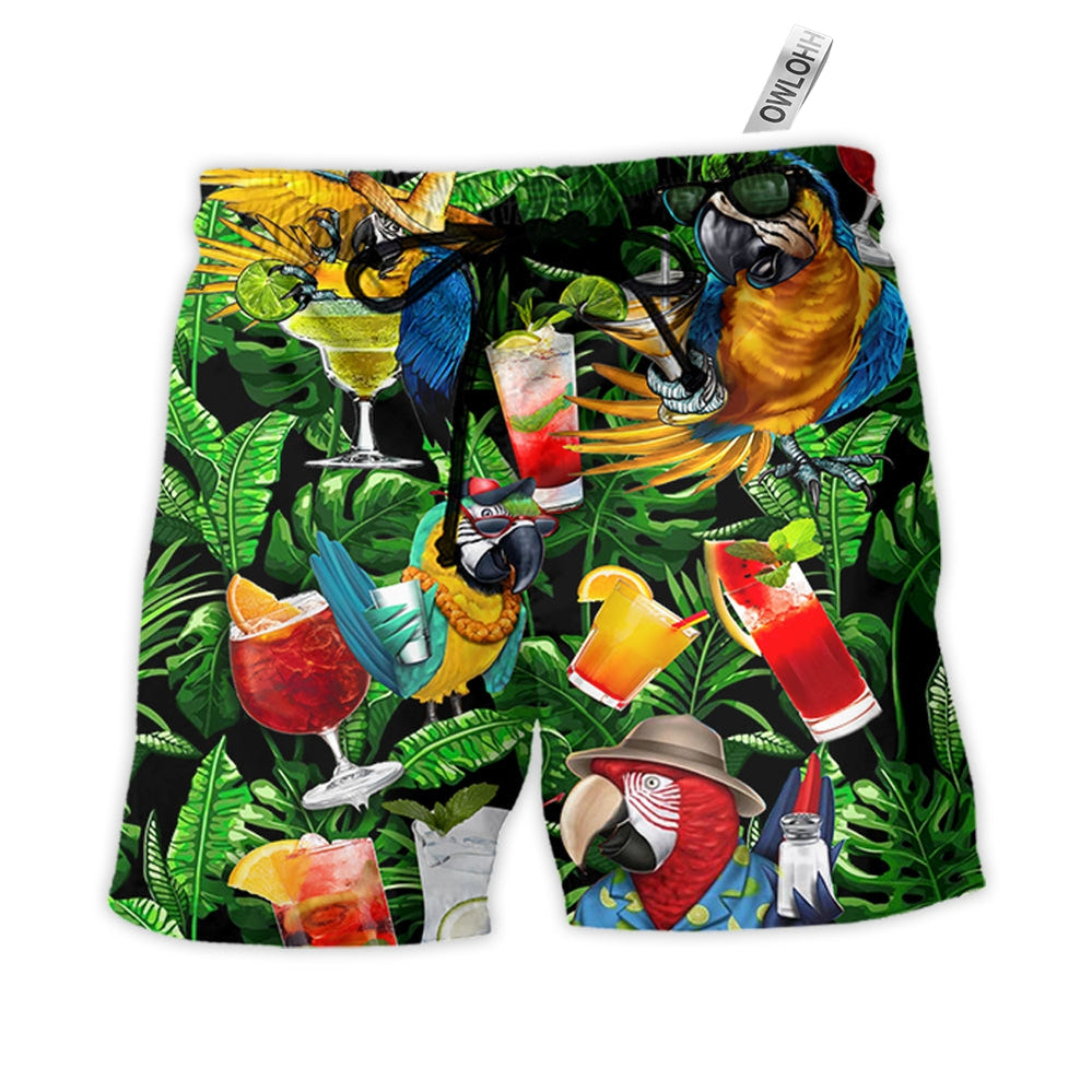 Beach Short / Adults / S Parrot Funny Drinking Cocktail Style - Beach Short - Owls Matrix LTD