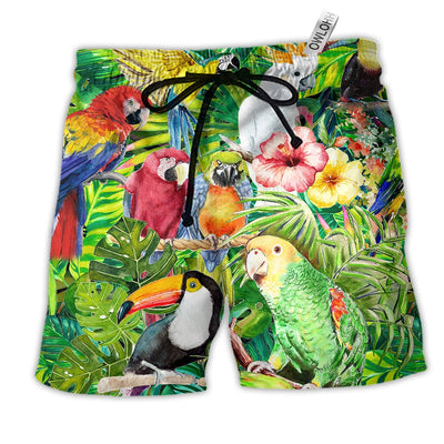 Beach Short / Adults / S Parrot Lovely Life Tropical Floral - Beach Short - Owls Matrix LTD