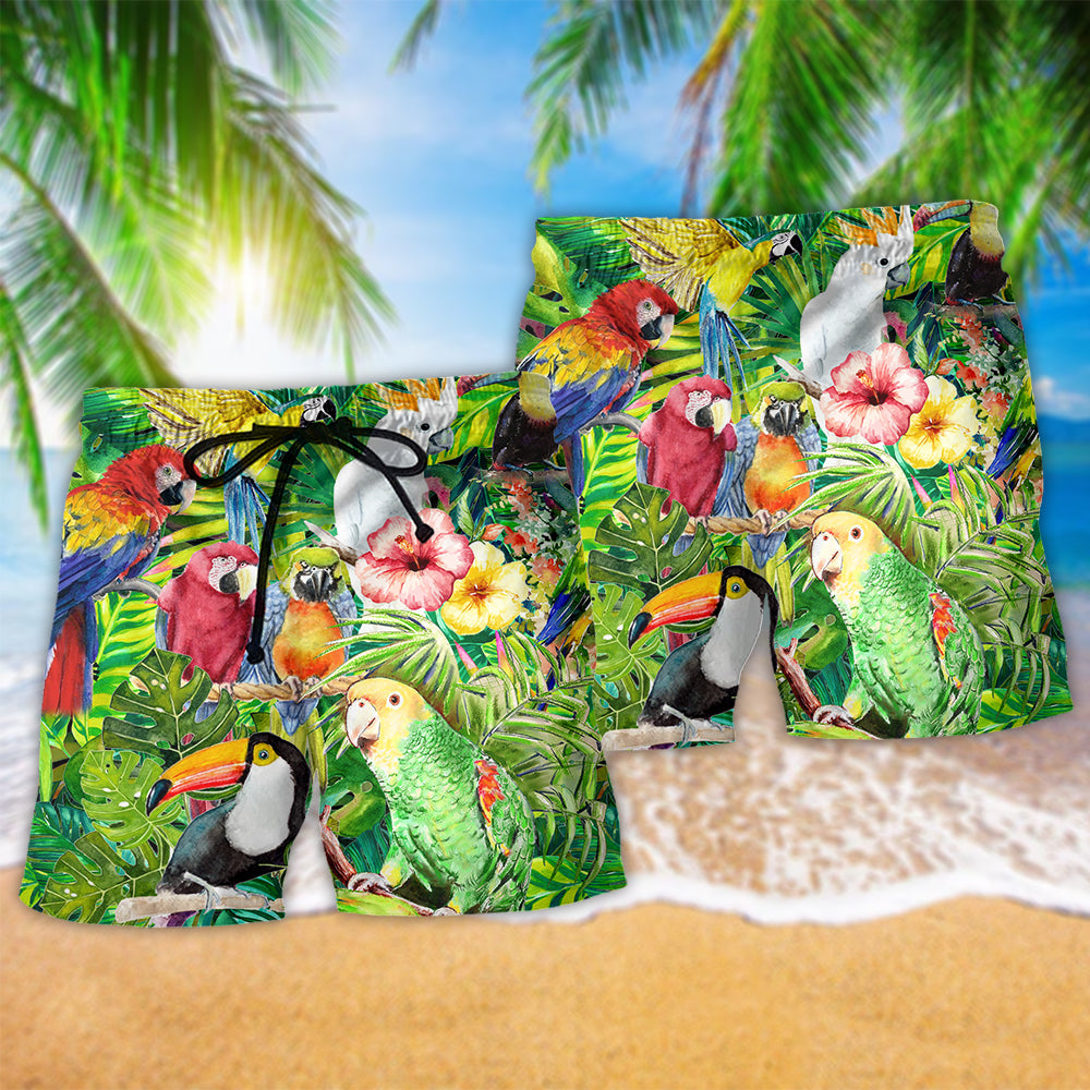 Parrot Lovely Life Tropical Floral - Beach Short - Owls Matrix LTD