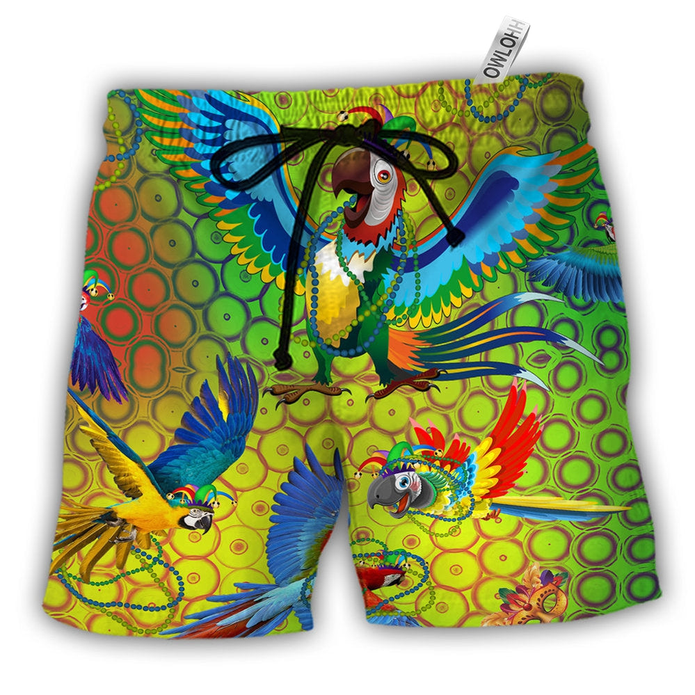 Beach Short / Adults / S Parrot Mardi Gras Color - Beach Short - Owls Matrix LTD