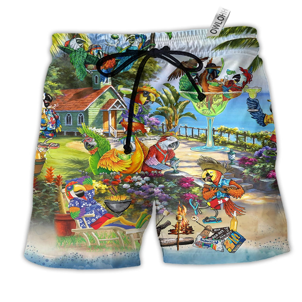 Beach Short / Adults / S Parrot Party Tropical Summer Beach - Beach Short - Owls Matrix LTD