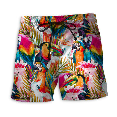 Beach Short / Adults / S Parrot Colorful Tropical Leaf - Beach Short - Owls Matrix LTD