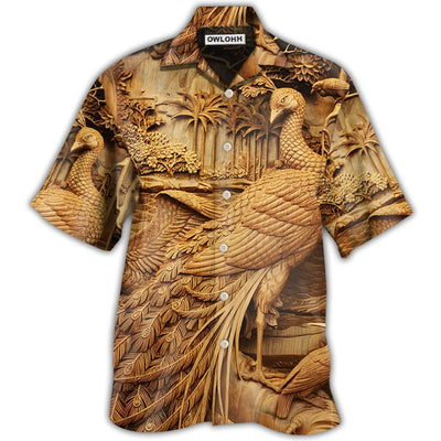 Hawaiian Shirt / Adults / S Peacock Woodcarving - Hawaiian shirt - Owls Matrix LTD