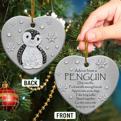 Pack 1 Penguin Advice From A Penguin - Heart Ornament - Owls Matrix LTD