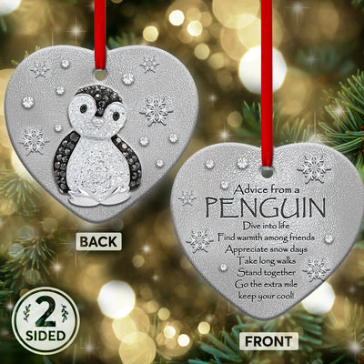 Penguin Advice From A Penguin - Heart Ornament - Owls Matrix LTD