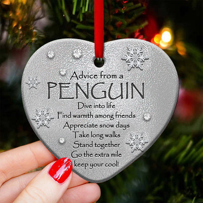 Penguin Advice From A Penguin - Heart Ornament - Owls Matrix LTD