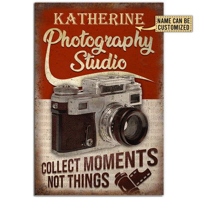 12x18 Inch Photography Studio Collect Moments Not Things Personalized - Vertical Poster - Owls Matrix LTD