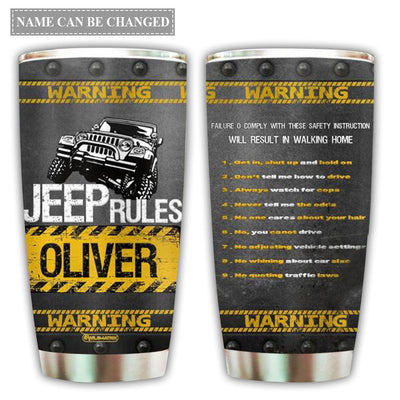 20OZ Jeep Rules Personalized - Tumbler - Owls Matrix LTD