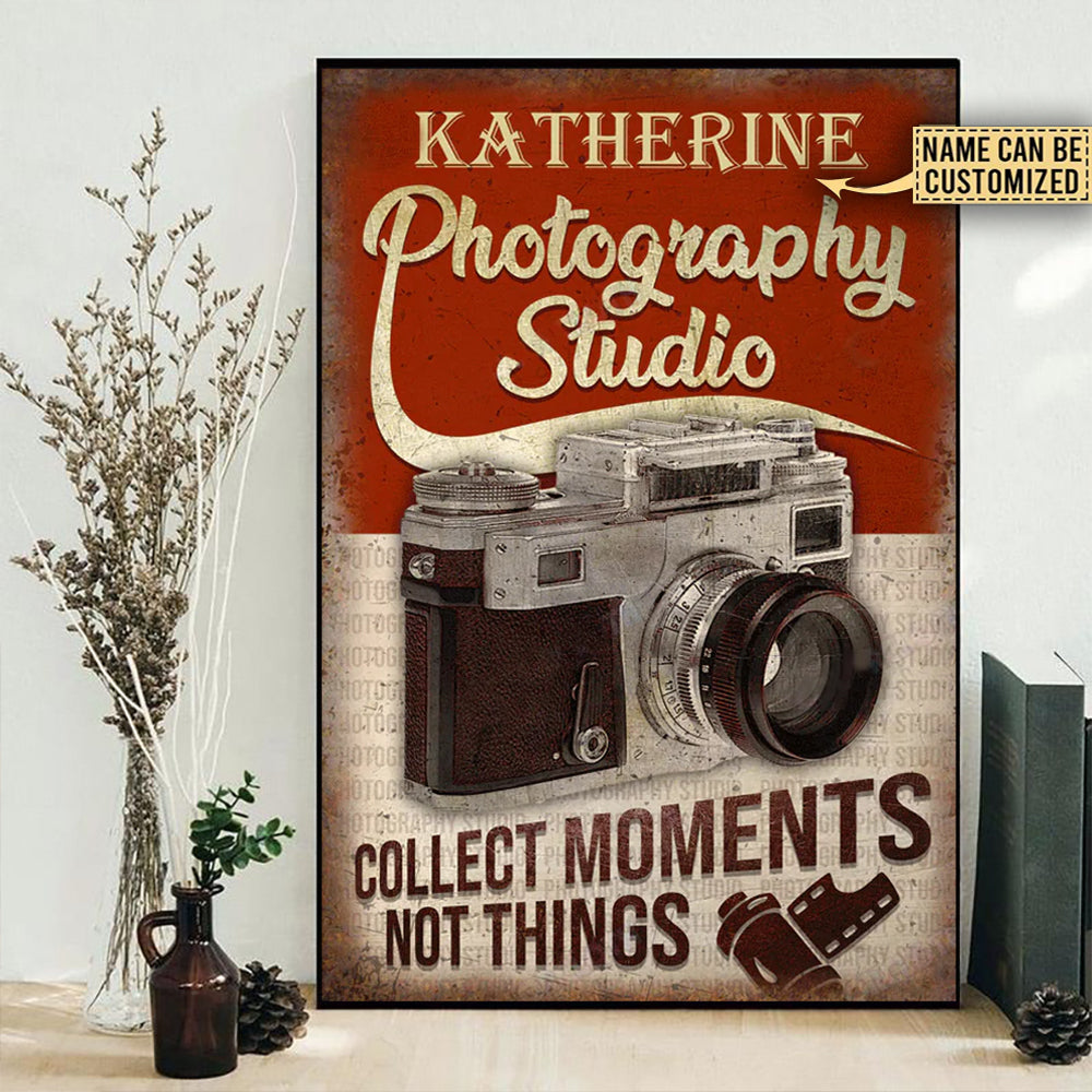 Photography Studio Collect Moments Not Things Personalized - Vertical Poster - Owls Matrix LTD