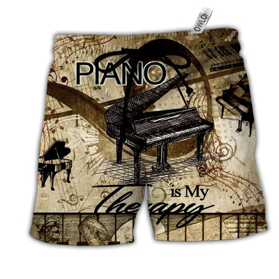 Beach Short / Adults / S Piano Is My Therapy Music Piano Vintage - Beach Short - Owls Matrix LTD