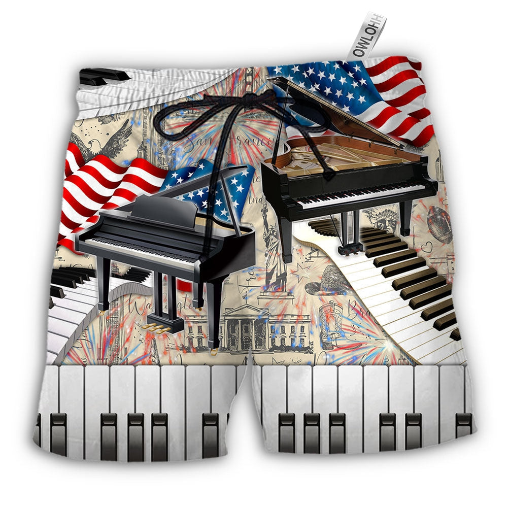 Beach Short / Adults / S Piano Music Independence Day - Beach Short - Owls Matrix LTD