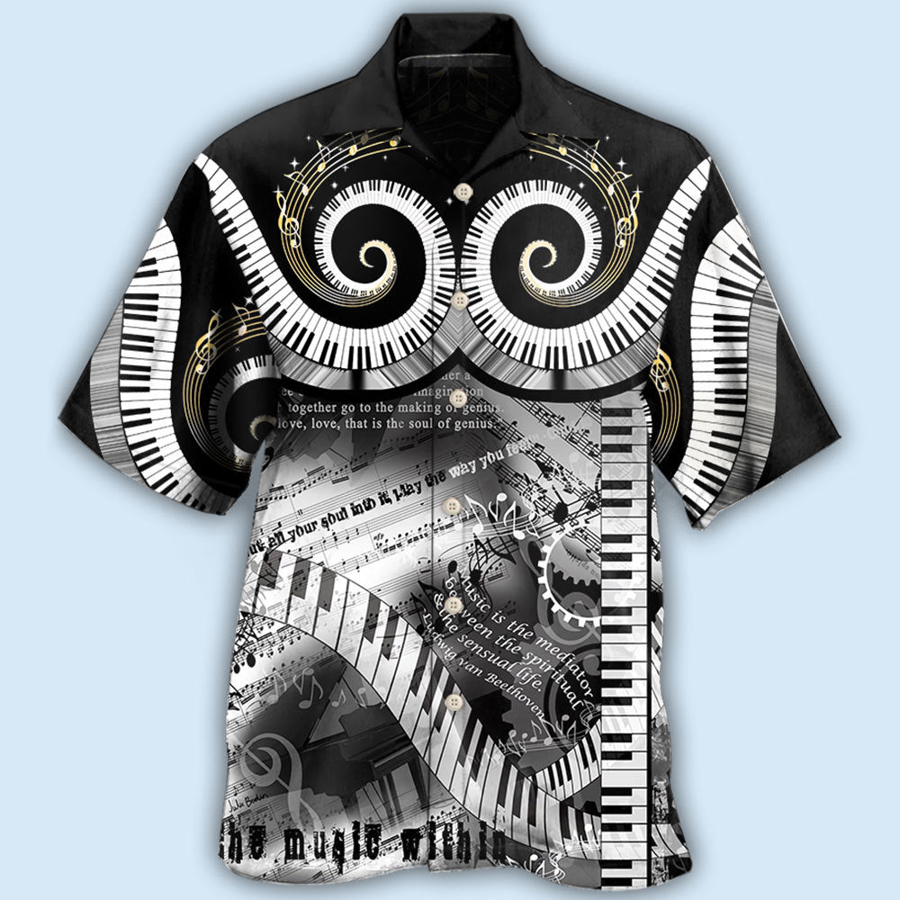 Piano Music Lover Made Happy - Hawaiian Shirt - Owls Matrix LTD