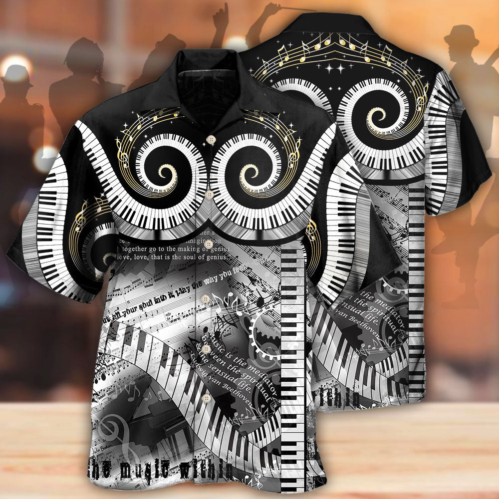 Piano Music Lover Made Happy - Hawaiian Shirt - Owls Matrix LTD