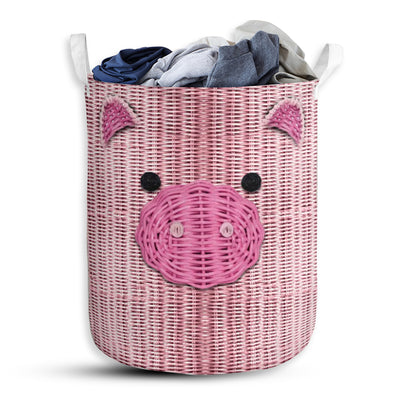 Pig Wicker Lovely Style - Laundry Basket - Owls Matrix LTD