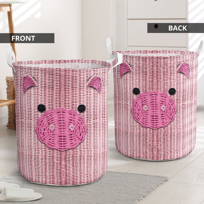 Pig Wicker Lovely Style - Laundry Basket - Owls Matrix LTD