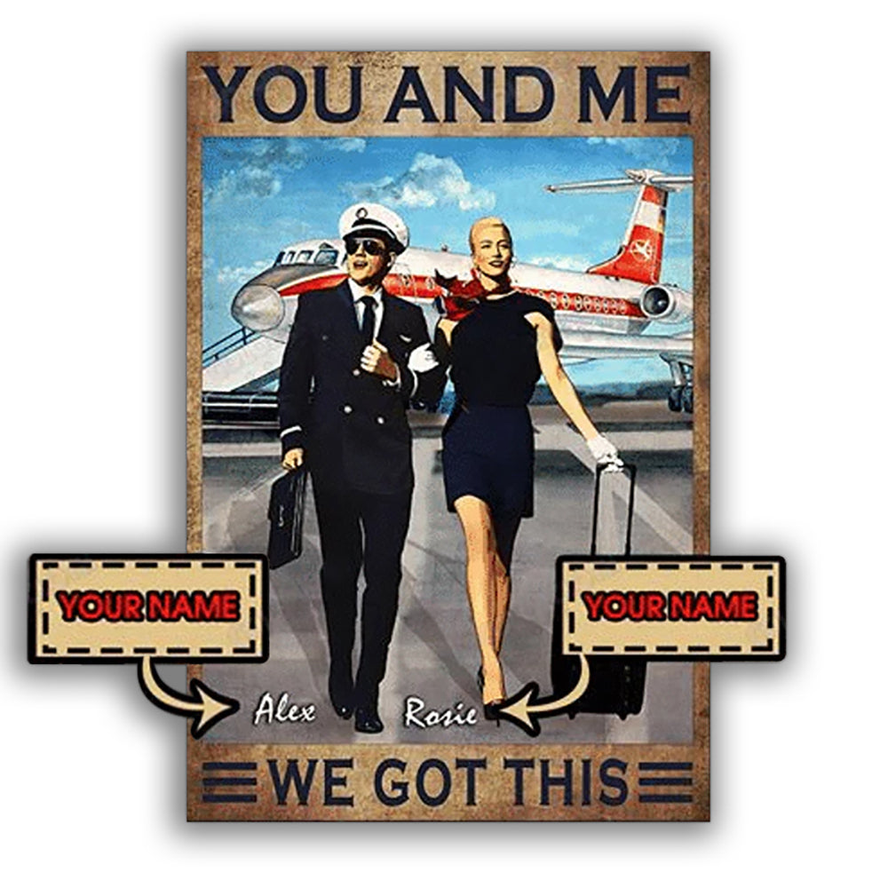 12x18 Inch Pilot You And Me On Airport Personalized - Vertical Poster - Owls Matrix LTD